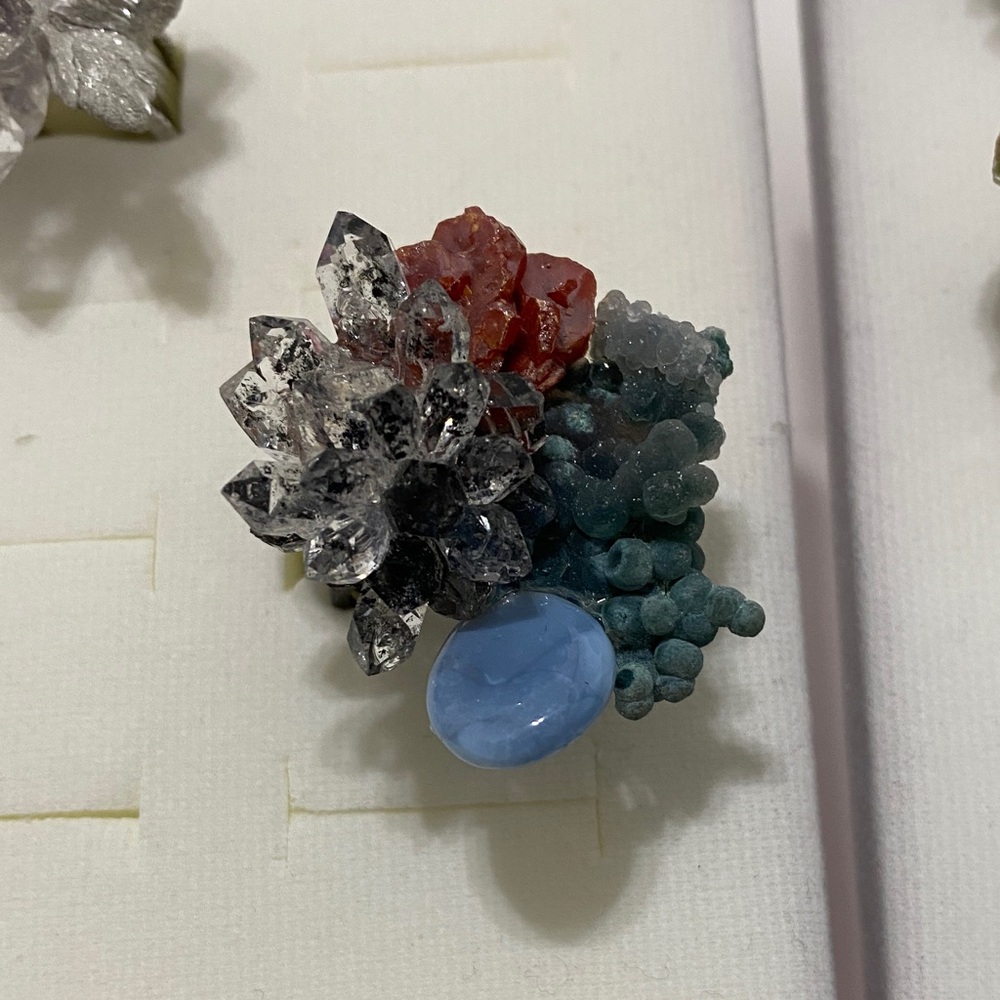 Multicolor Crystal Cluster Statement Ring - image 3